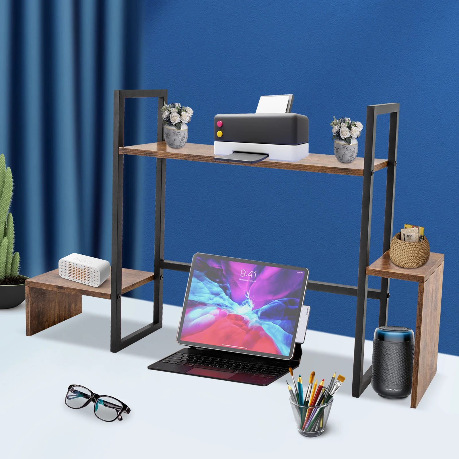 

Computer Desktop Bookshelf, Countertop Display Shelf, Desk Storage Organizer