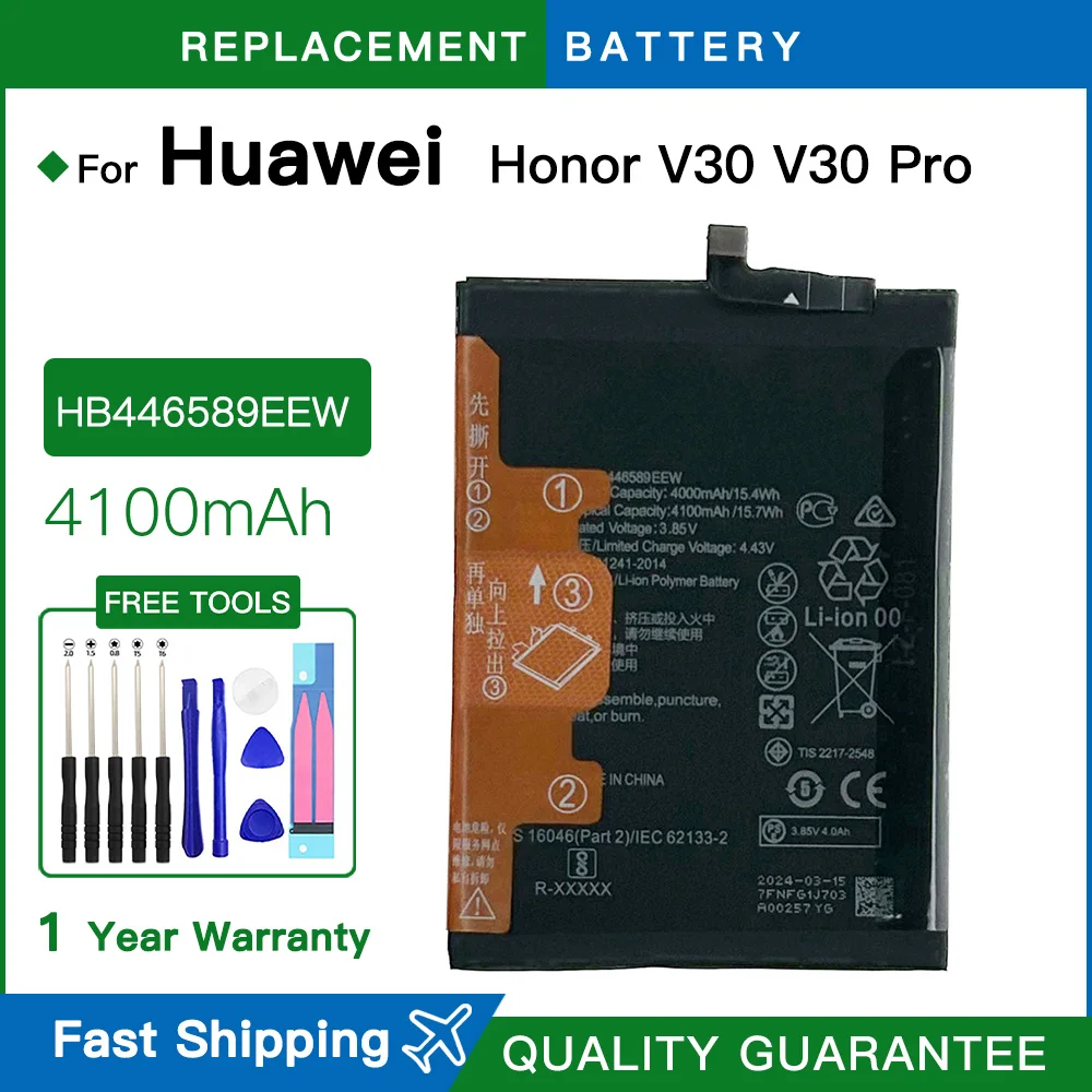 

Brand new HB446589EEW 4100mAh Battery For Huawei Honor V30 V30 Pro V30Pro Replacement Batteries batteria Battery +Free Tools