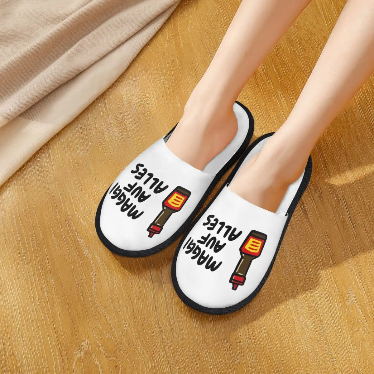 Custom Maggi Auf Alles (Deutsch) Slippers Memory Foam Warm Soft Women House Slipper Bedroom Comfy Shoes