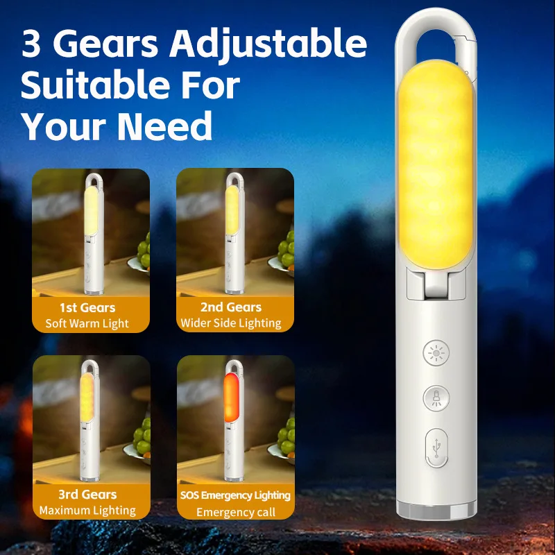 

UltraBright Camping Lantern with Flashlight & SOS Mode - Type-c Rechargeable Foldable, IP53 Waterproof for Hiking/Emergency Repairs