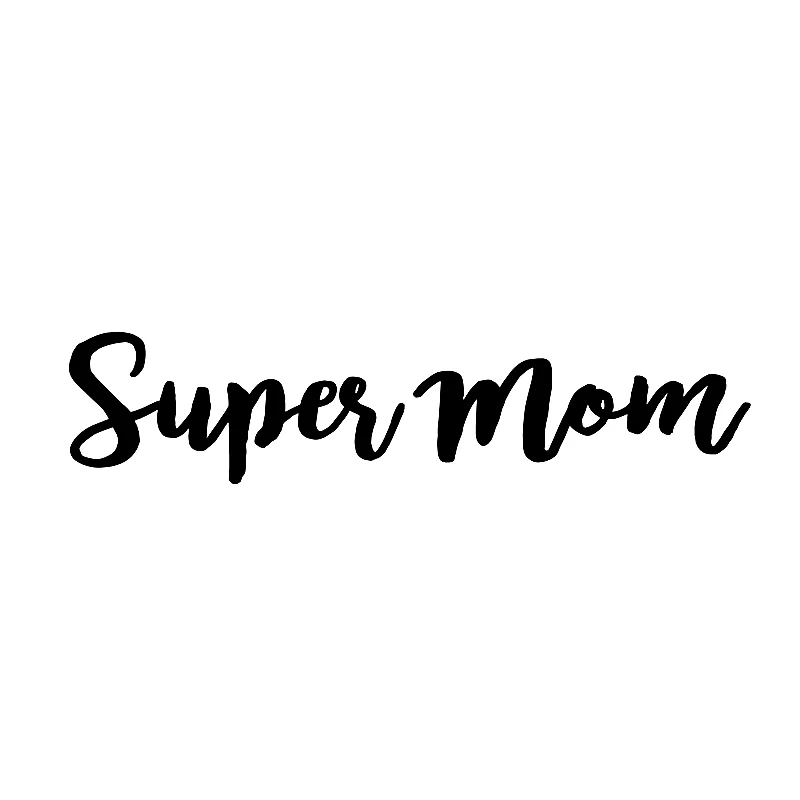 Fashionable PVC Car Sticker Text Super Mom Car Sticker Decal Graphic Decoration Sunscreen Accessories Black/White, 16cm*4cm