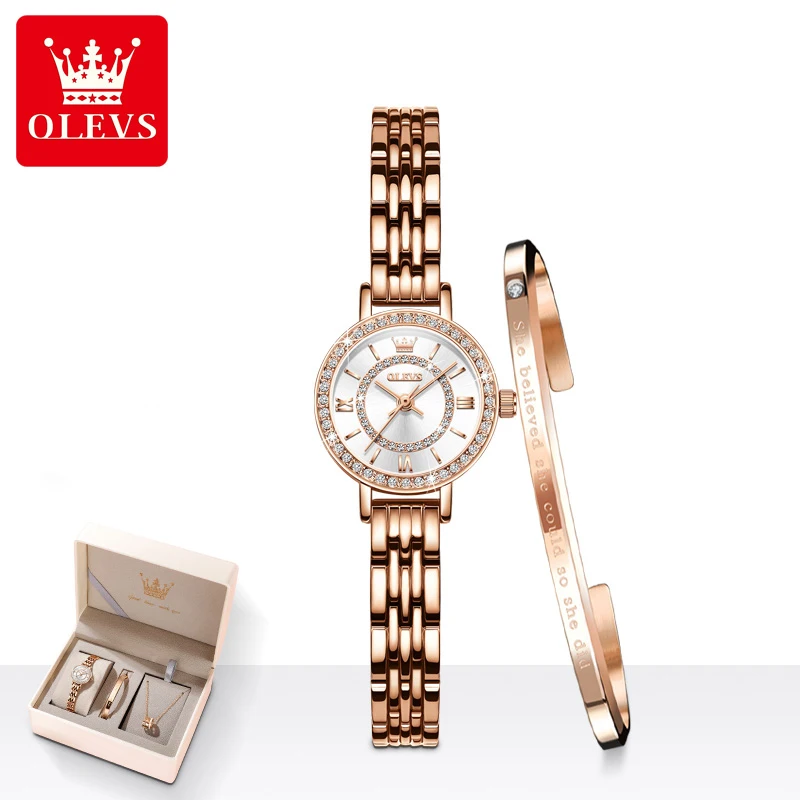 

OLEVS 5508 Luxury Original Quartz Watch For Women Diamond Waterproof Wrist Watches Simple Dial Stainless Steel Dress Hand Clock