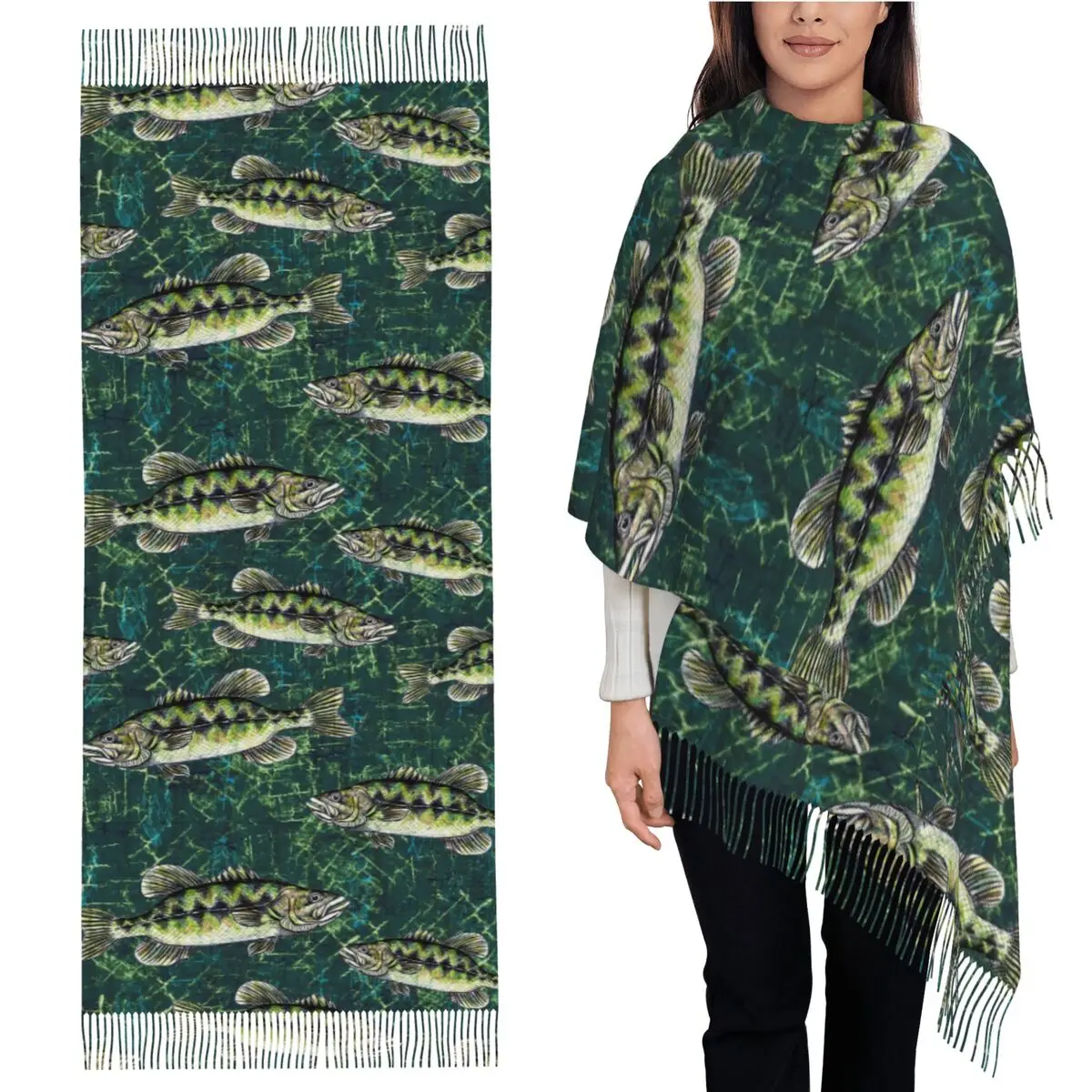 

Большой рот Бас камуфляжный шарф с кисточками, женские мягкие теплые шали и накидки, большая осенне-зимняя шаль