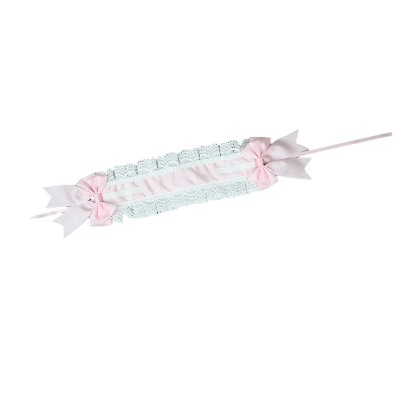 Women Multilayered Lace Headdress with Bow Lovely Lace Delicate Headband Cosplay Nurse Hair Clip Photo Props image 4
