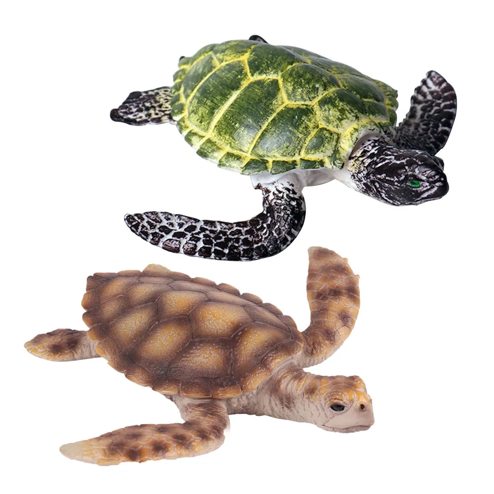 2-個のウミガメシミュレーションリアルなカラフルなフィギュア大小サイズの海洋動物教育ギフト装飾子供のための