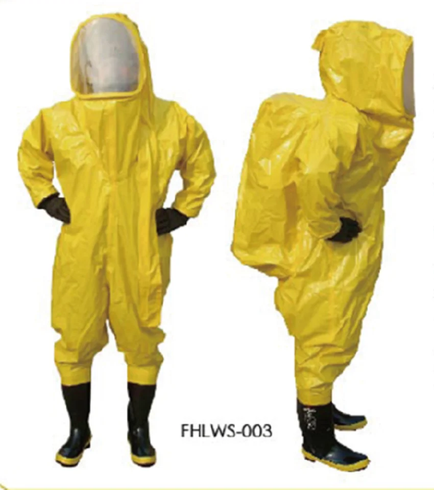 Heavy Type Fully Enclosed Chemical Protective Suit Yellow with Respirator Bag