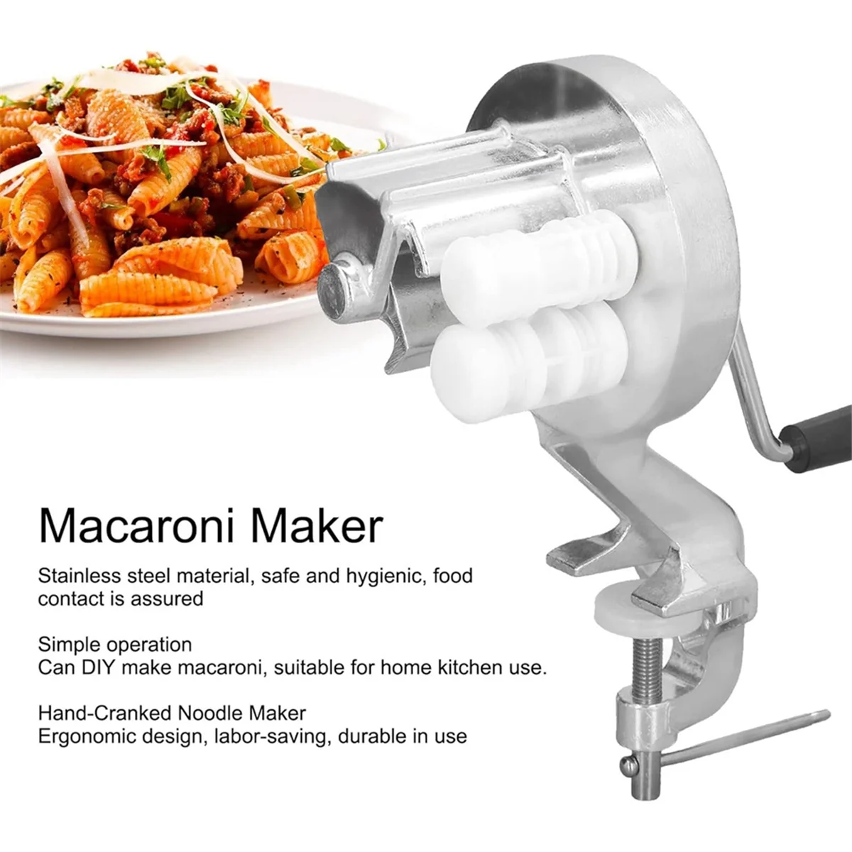 Manual Macaroni Maker, Cavatelli Maker Machine for Authentic Italian Pasta, Portable Hand Cranking Noodles Pressing