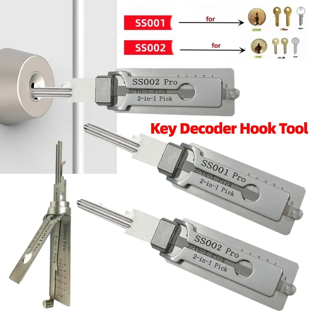 1/2PCS Keys Decoder Hook Tools O-ring Pickup Kit 2 In 1 Stainless Steel Precision Hook Pick Set Lock Decoder Precision Tools