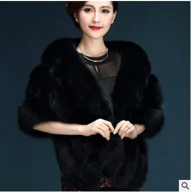 Winter Bride Imitation Fox Hair Shawl Wedding Dress Cape Dress Cheongsam Fur Cape Coat White Female European and American