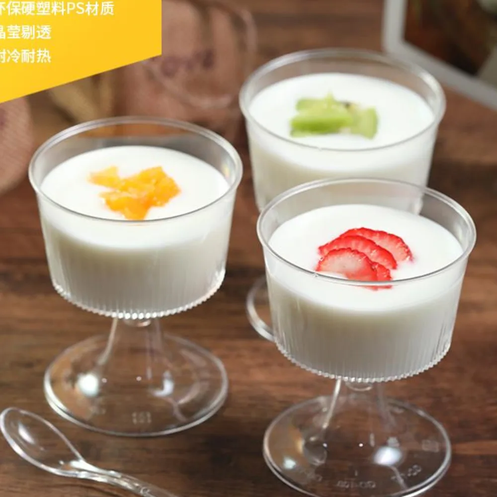 Clear Transparent Dessert Pudding Bowl Ice Cream Cup For Birthday Party Holiday Dinner Disposable Tableware Tazon De Pudin