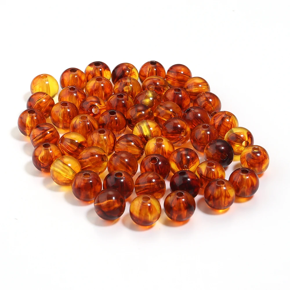 10-200 Stuks 6/8/10/12/14/16/20 Mm Acryl Amber kralen Ronde Losse Spacer Kralen Voor Diy Sieraden Maken Armband Ketting Accessoires