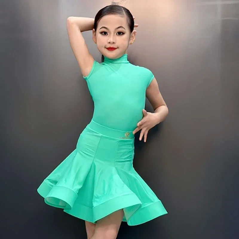 

Summer Children'S National Standard Ballroom Dance Performance Clothes Girls Latin Dance Competition Dress Kids Stage Wear