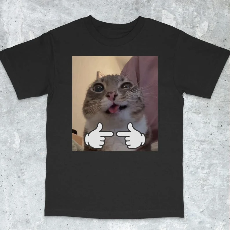 Camiseta de gato extraño Meow Meow maldición gato Hesitate Not Silly Cat Silly Meme personalidade divertida divertida camiseta