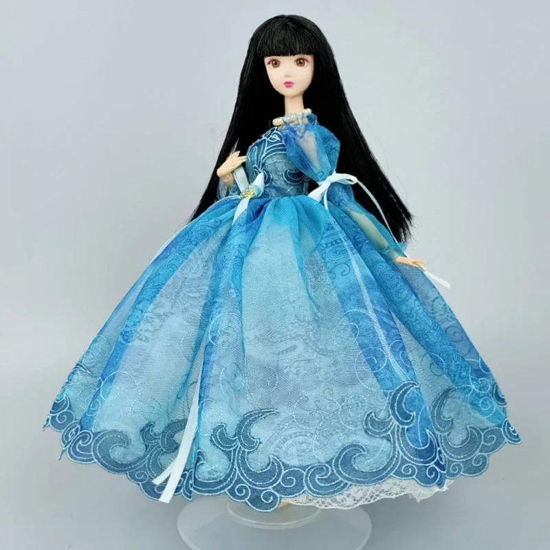 Fashion Princess Dress For Barbie Doll Costume 1/6 Dolls Accessories Handmade Puff Sleeve Bowknot Evening Party Gown Child Toys