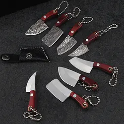 Portable Keychain Pocket Knife Stainless Steel Camping Small Mini Knife Peeler Fixed Blade Wood Handle Kitchen Multi Knives