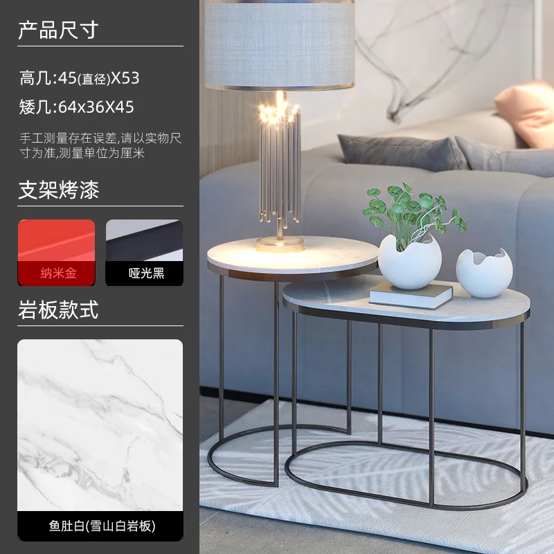 أريكة غرفة المعيشة الإيطالية خزانة جانبية مستديرة طاولة قهوة صغيرة طاولة جانبية بلاطة صخرية قابلة للسحب خفيفة luxu #6