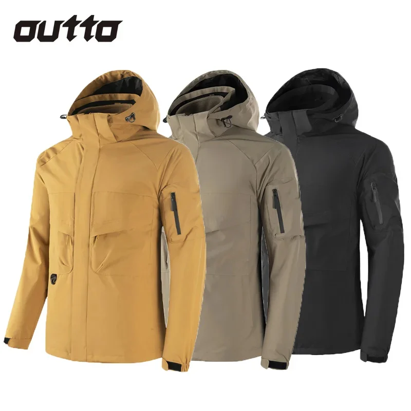 

Three in One Charge Jacket Men's Windproof Waterproof Fleece Warm Detachable Coat Outdoor Hiking Camping Climbing Jackets Male