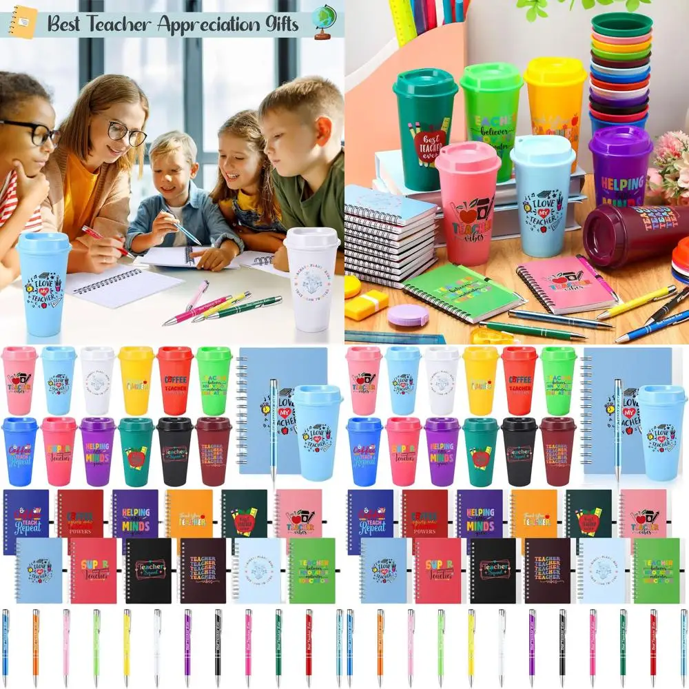 

Набор из 72 предметов для подарков учителям: кружки 16 унций, крышки, блокноты, ручки для Рождества или к школе