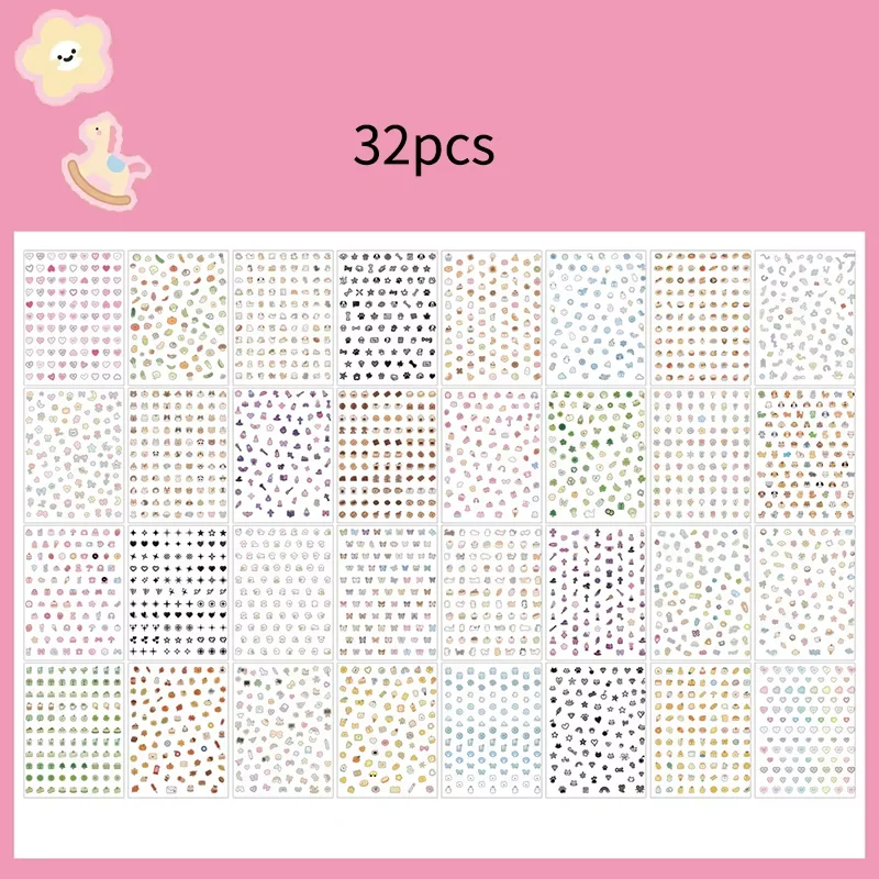32Pcs Cute Cartoon Small Label PET Stickers, Animal/Fruit Pattern, for Journal Marking Gift Tag DIY Craft Decor image 2
