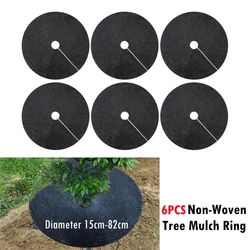 6PCS 15cm-82cm Non-Woven Tree Mulch Ring Weeding Barrier Thickened Protector Mat Plant Cover Anti Grass Gardening Fabric