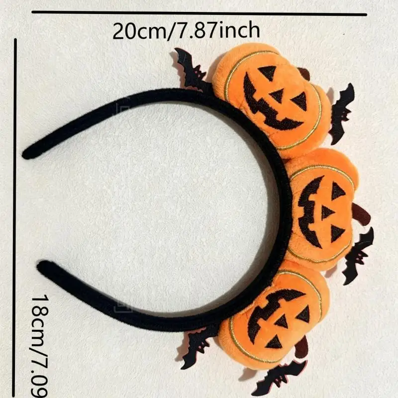 1 Stück Halloween-Kürbis-Stirnbänder-Set - Entzückende Jack-O'-Lantern-Ohren Haaraccessoires für festliche Looks – Detail 3