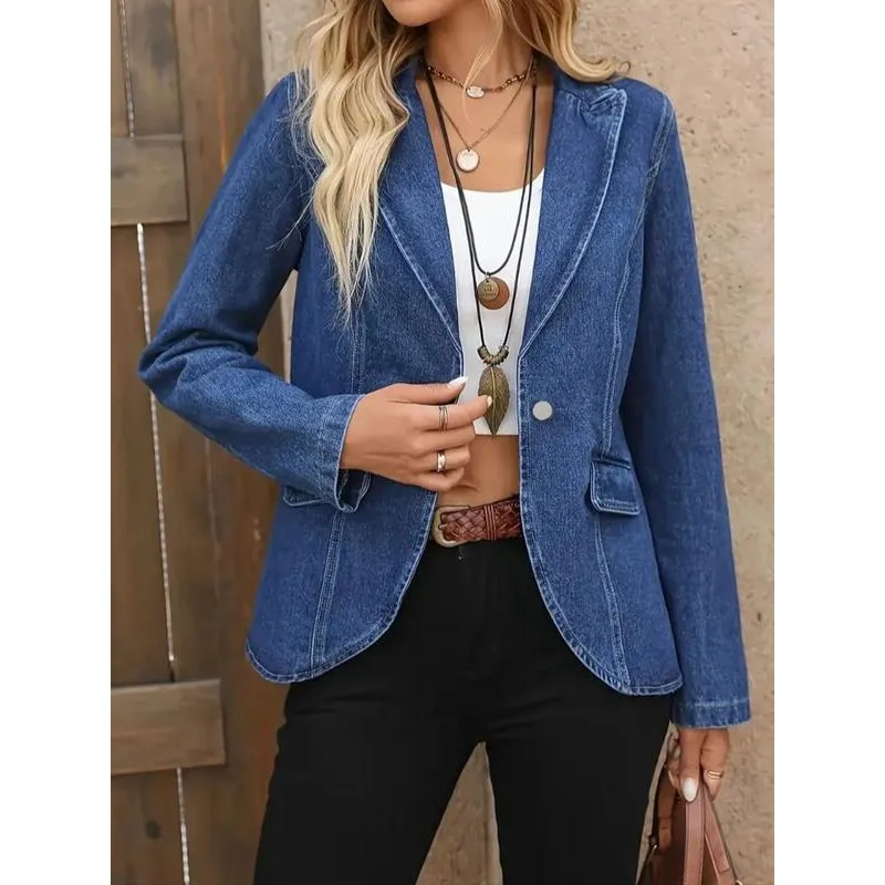 

Women's Denim Jacket S 65101 Ladies' Jeans Outerwear Cross-Border Pear Shape Suitable Large Size Winter Fashion