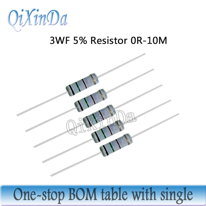20PCS 3W Oxide Film Resistors 5% 0.1R 0.12R 0.15R 0.24R 15R 22R 100R 470R 1K 3.3K 10K 15K 27K 36K 51K 100K 150K 360K 1M Ohm