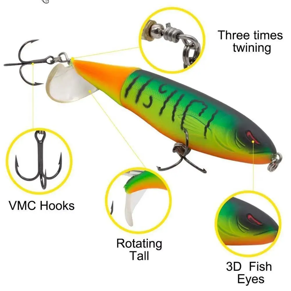Topwater قلم رصاص بلوبر الصيد إغراء سطح جرار المروحة Wobblers 10 سنتيمتر توبواتر الصيد إغراء Whopper بوبر الاصطناعي