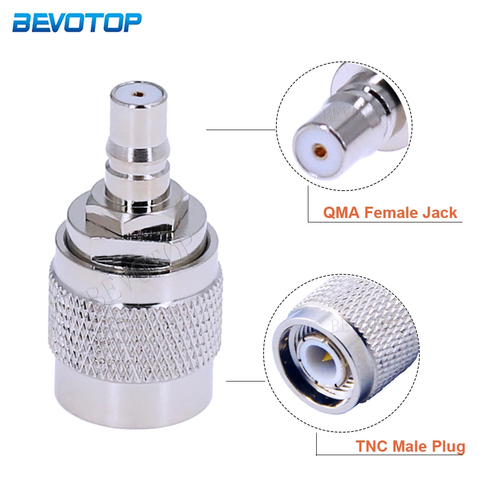 10Pcs/Lot TNC Male Plug to QMA Female Jack Straight Adaptor 50 Ohm Nickel plated RF Converter Connector BEVOTOP
