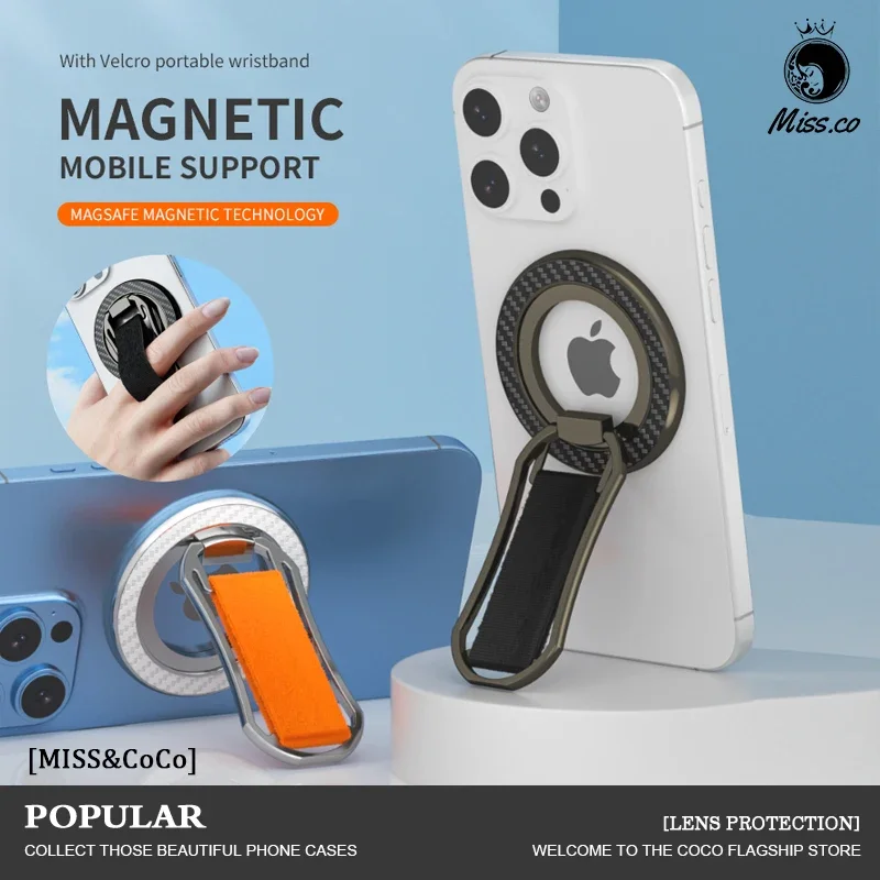 

Магнитный держатель для телефона MagSafe 4 в 1, вращающийся ремешок для телефона, совместимый с IPhone 16 15 14 13 для Samsung