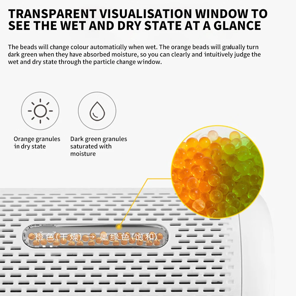 New Deerma Recyclable Mini Dehumidifier Reduce Air Humidity Dry/Wet Visual Window Holes Moisture Absorption Drying