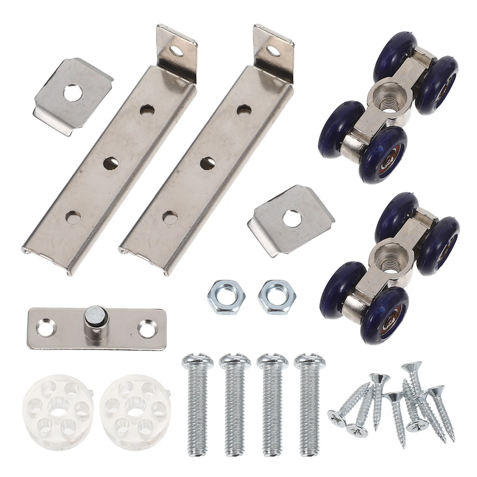 

1Set Sliding Door Track Roller - Stainless Steel Zinc Alloy 4-Wheel Ball Bearing Hardware for Wardrobe Closet Barn Door Silent