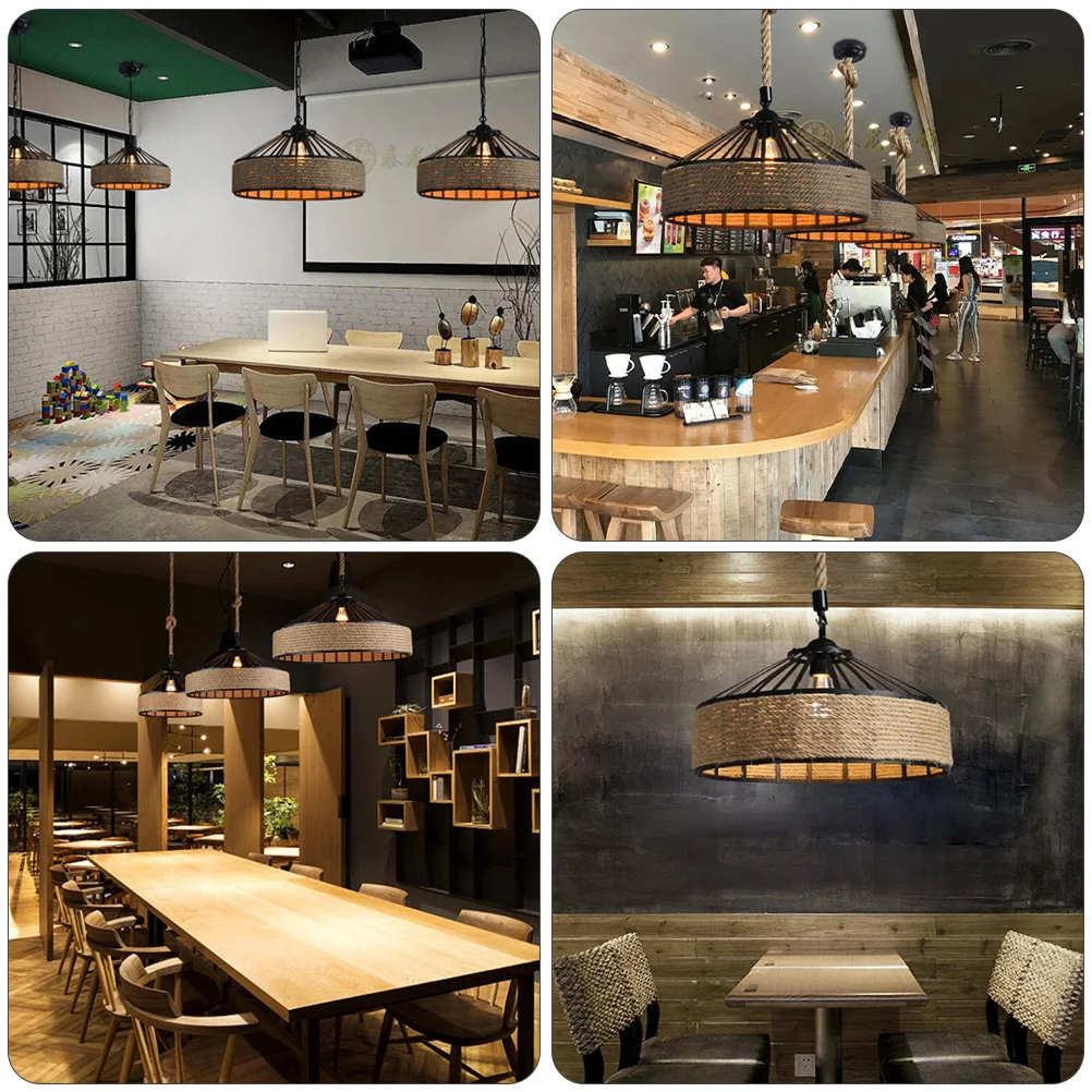 

1pc Hemp Rope Chandelier Cover Industrial Retro Style Adjustable Hanging Light Decor For Home Cafe Bar Lighting Supply