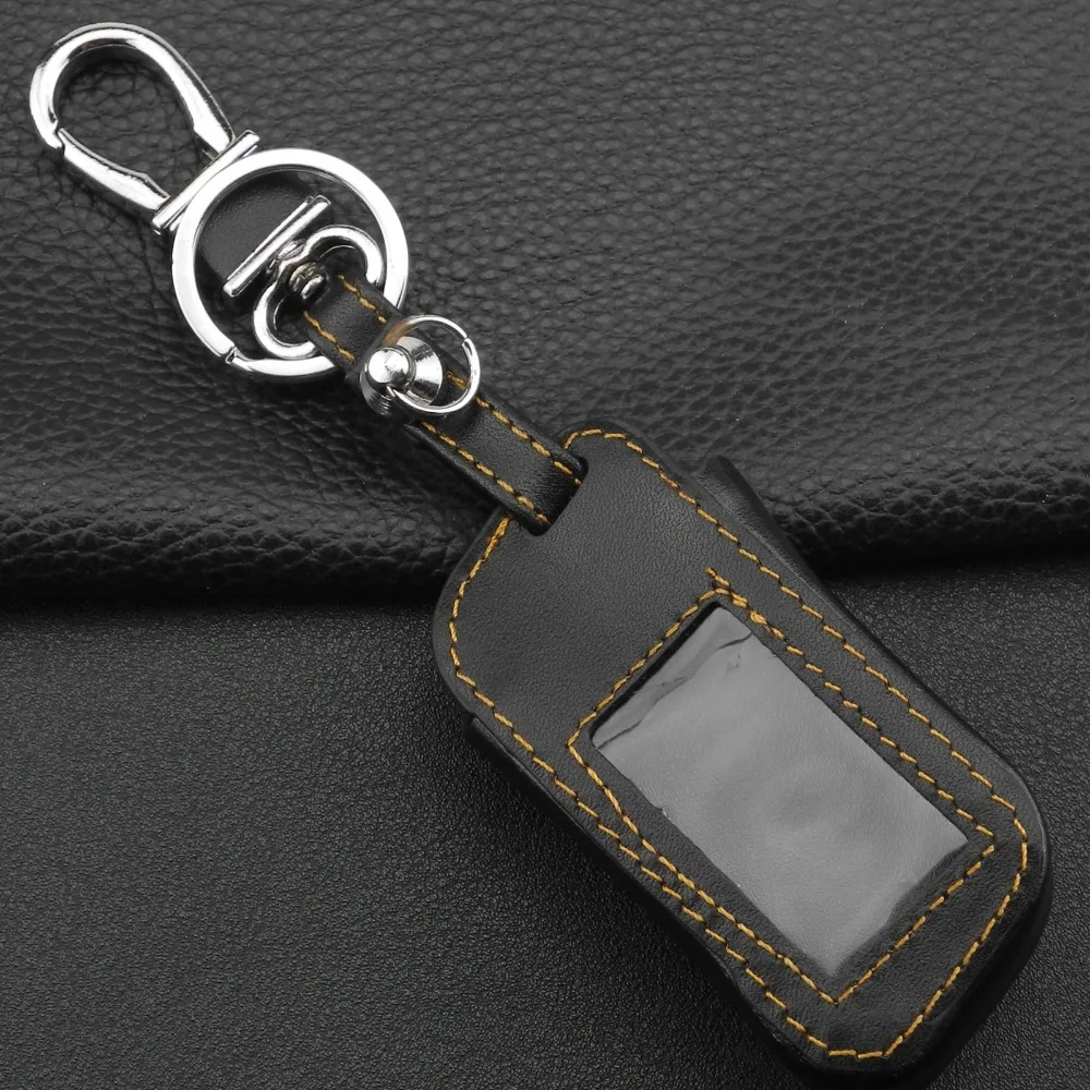 jingyuqin 3 BTNS Remote Leather Key Cover Case A93 Keychain Silicone Case For Starline A93 A63 Two Way Car Alarm