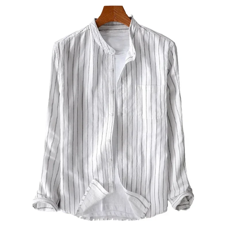 Men's Streak  Stand Collar Long Sleeve Shirts Casual Men Clothing Harajuku Streetwear Spring and Summer Leisure Shirts S-5XL