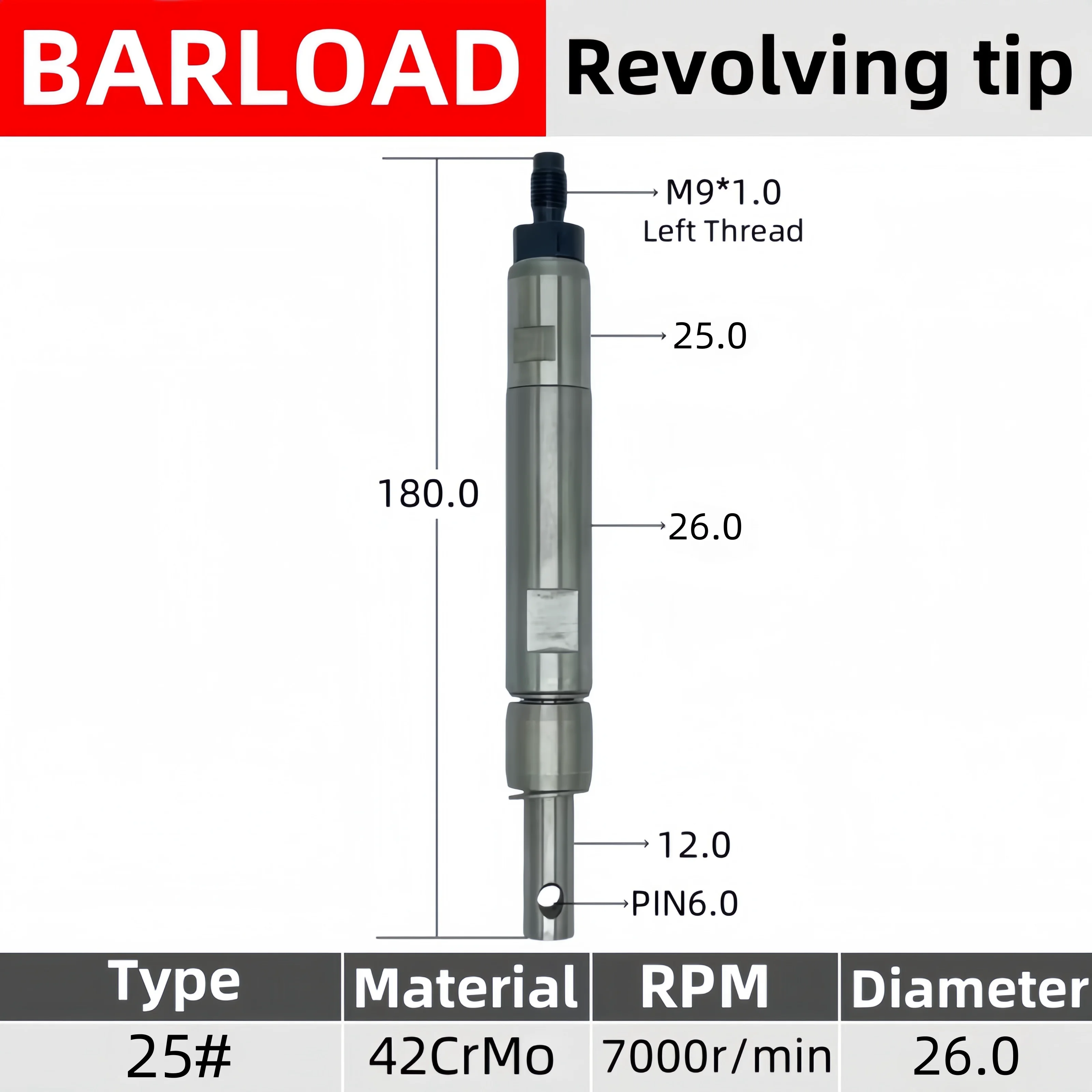 25# BARLOAD Revolving tip rotary joint M9*1 Left Thread Automatic Bar Feeder Parts