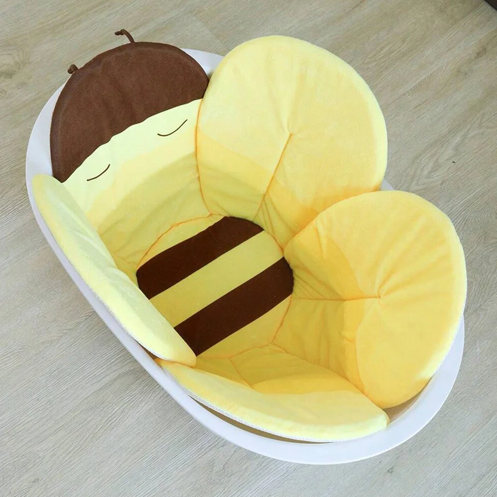 Cartoon Bee Baby Shower Bath Tub Pad Non-Slip Newborn Bathtub Mat Safety Nursing Foldable Support Comfort Body Cushion Mat