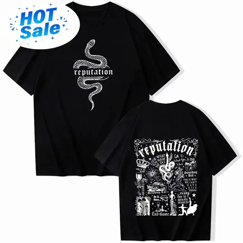 Le Reputation Shirt Reputation Music Shirt Taylor Merck 2025-26 Summer Hot-selling Printed Cotton T-shirt Oversized Loose Top Bl