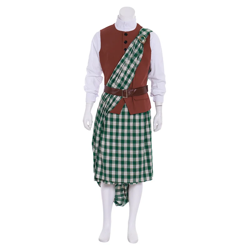 

TV Outlander Jamie Fraser Cosplay Costume Adult Men's Medieval Scottish Green Jacket Dress Suit Halloween Party Custom