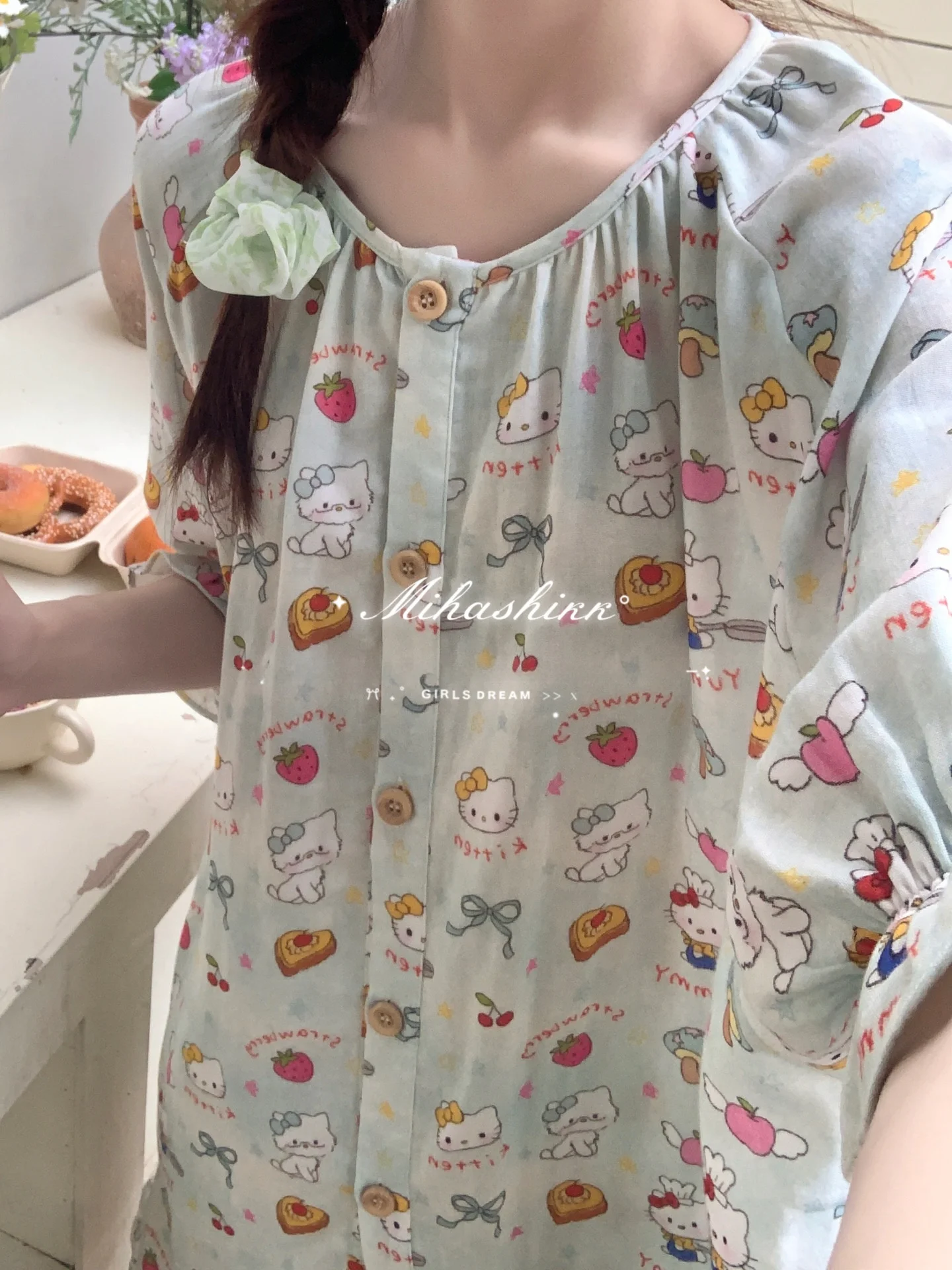 100-pure-cotton-double-layered-summer-sleepwear-short-sleeve-home-clothes-set-for-women-new-arrival-2026-spring-season