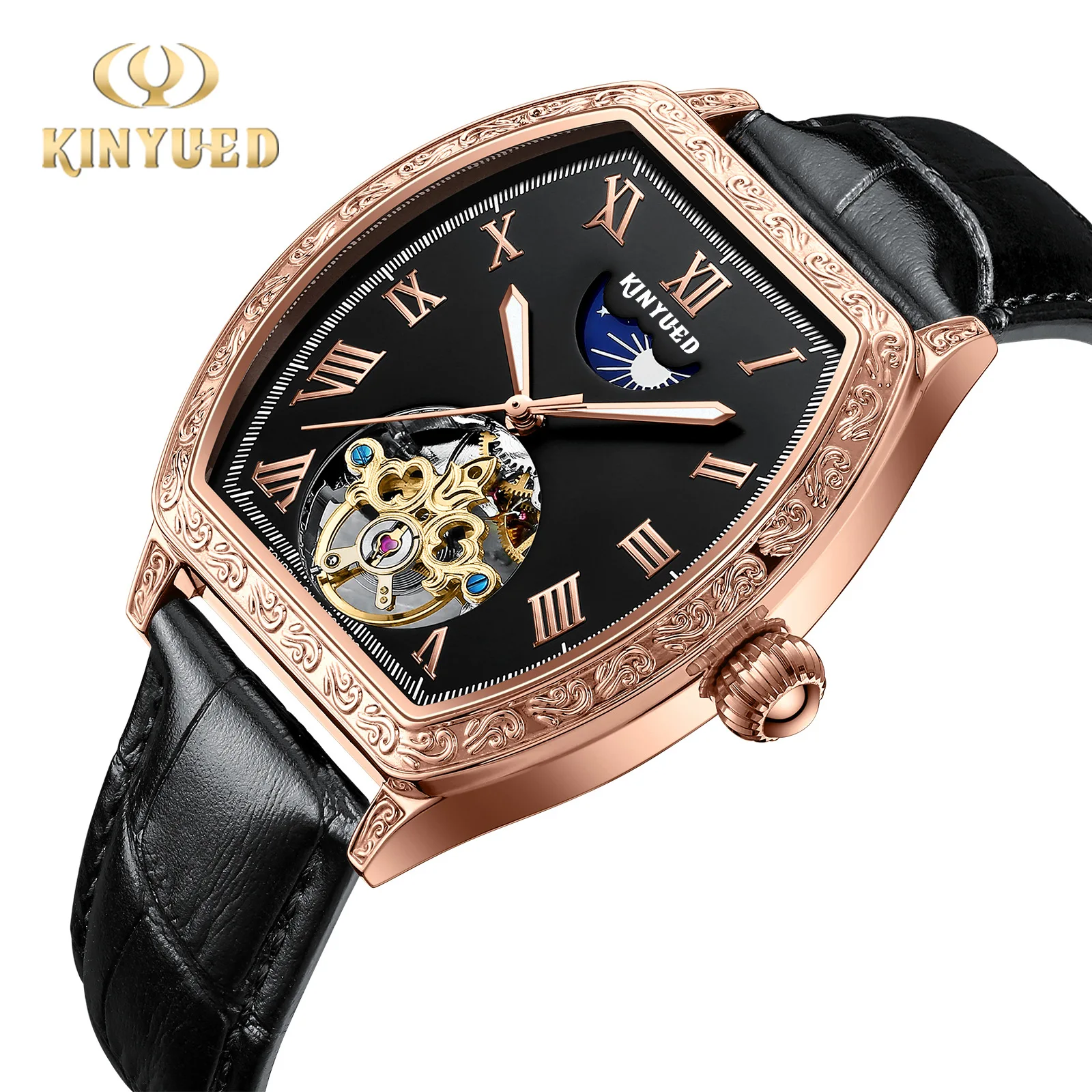 Moon Phase Man Automatic Mens Watches Luxury Men Mechanical Watch Dress Waterproof Wristwatch Original Uhr Wrist Timepiece Rare