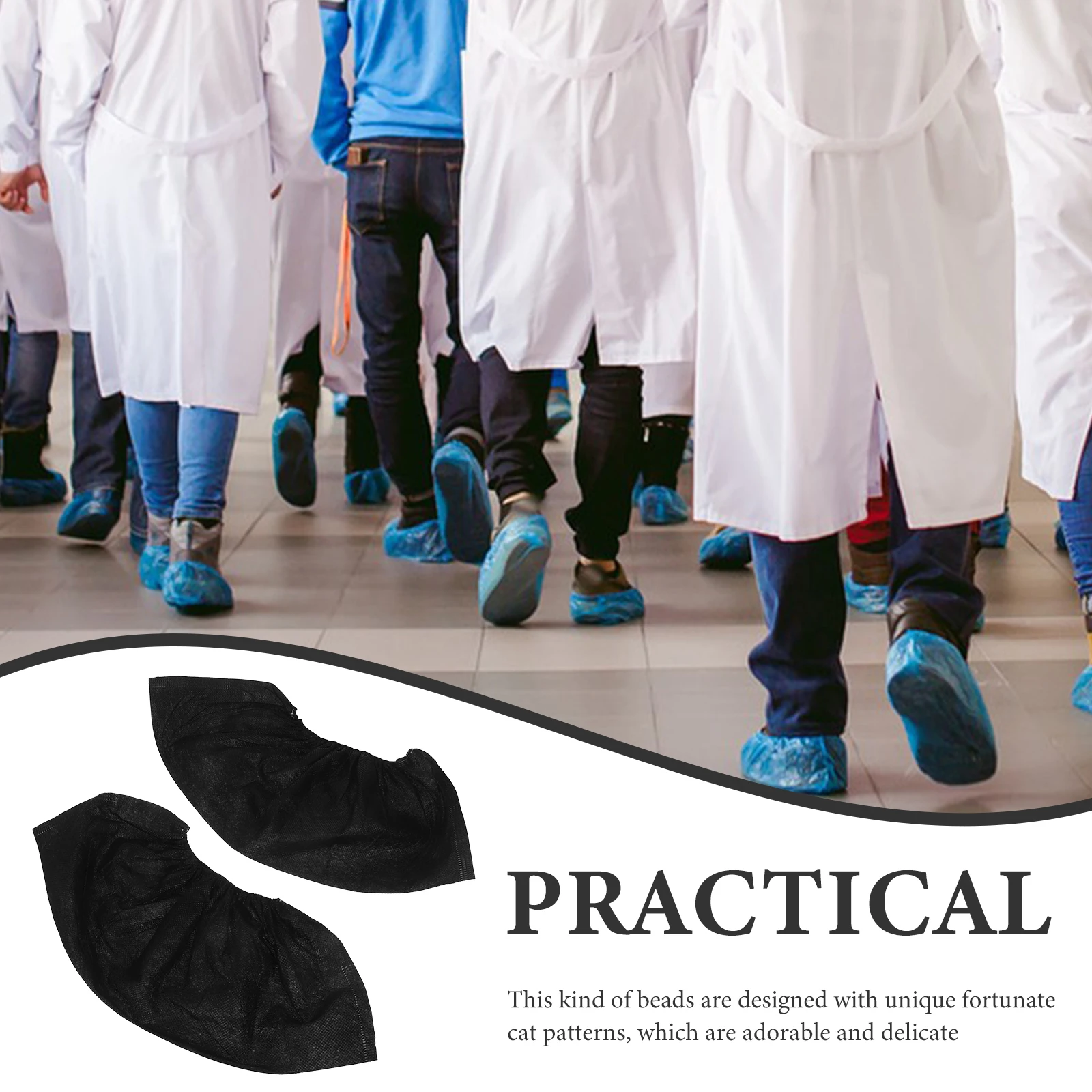 

100pcs Black Disposable Thick Non-Woven Shoe Cover Nonwoven Shoe Covers Household Foot Cover For Labs Workshops One Size