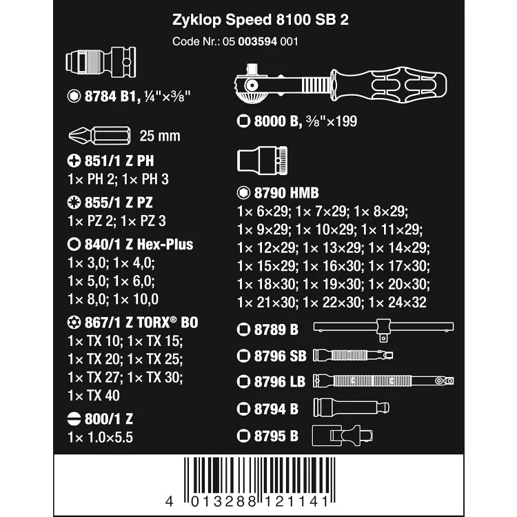 Wera - 5003594001 8100 SB 2 Zyklop 3/8