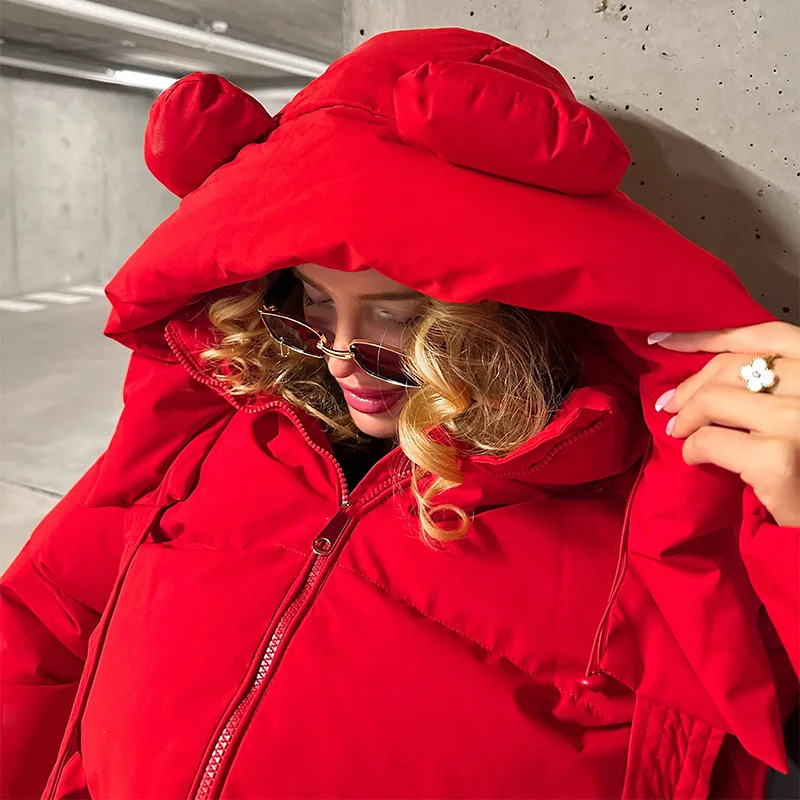 Modische Einfarbige Damen-Steppjacke mit Kapuze, Reißverschluss, Langen Ärmeln, Kurzer Schnitt, Locker Geschnitten, Schick, 2026 Herbst Winter Neue Streetwear für den Alltag – Detail 14