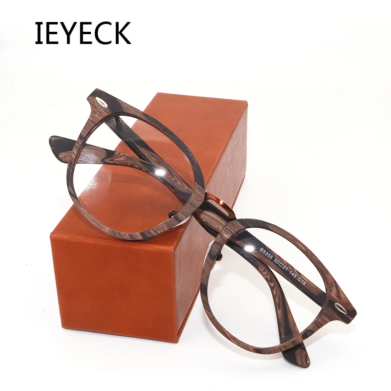 

IEYECK деревянные очки мужские ретро круглые оправы для очков по рецепту женские оптические линзы для чтения при близорукости полная оправа B5355