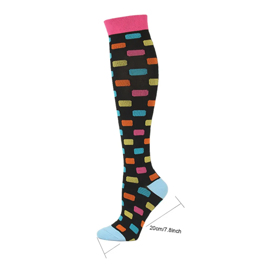 6pairs  Mountain Hiking Eye Print Knee High Compression Socks Men Women Athletic Support Socks For Gym Cycling Yoga
