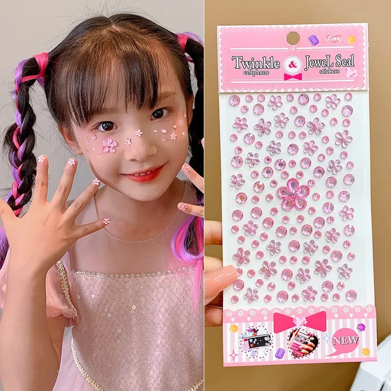 Nuevas pegatinas en la cara, maquillaje de diamantes de imitación, pegatina artística de cara brillante, tatuaje temporal para niños, diamantes de imitación para maquillaje Strasse