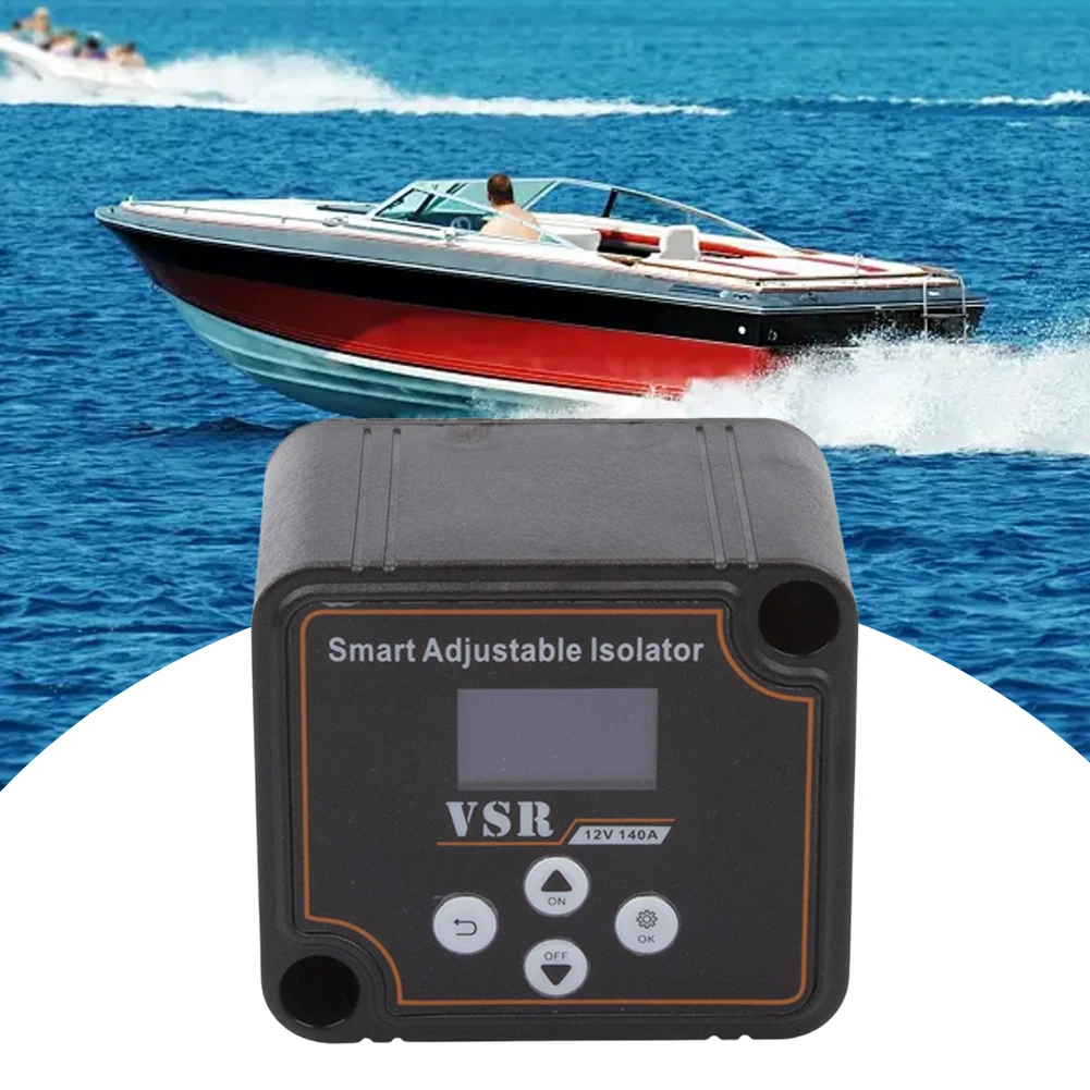 12V 140A VSR Car Relay LCD Display Smart Dual Battery Smart Isolator Voltage Setting VSR for RV Marine Car Vehicle Truck Caravan