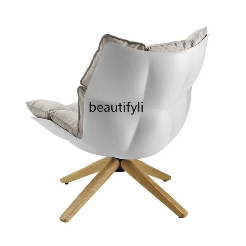 New Light Luxury Danish designer Nordic leather single sofa chair rice husk muscle chair to discuss fabric art