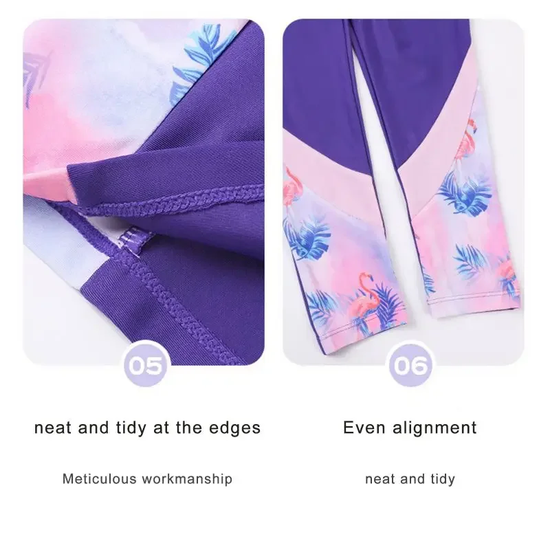 Zomer kinderbadpakken set meisjes lange mouw zonwering tops en broeken kinderen ademende badmode sneldrogend badpak